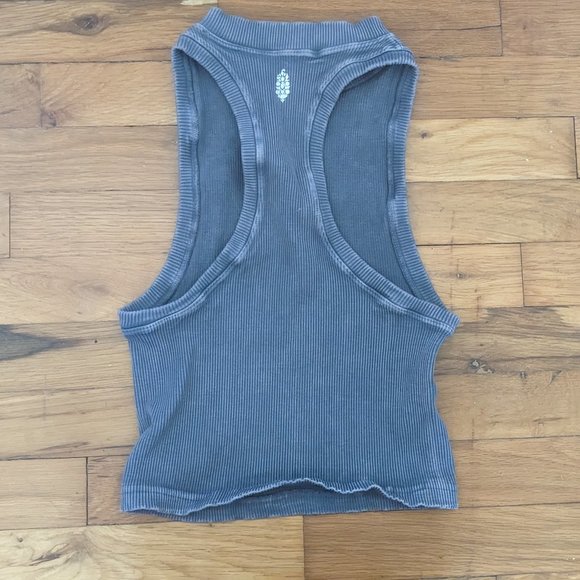 Free People Happiness Runs High-Neck Crop Tank - Washed Grey M/L - Picture 4 of 4